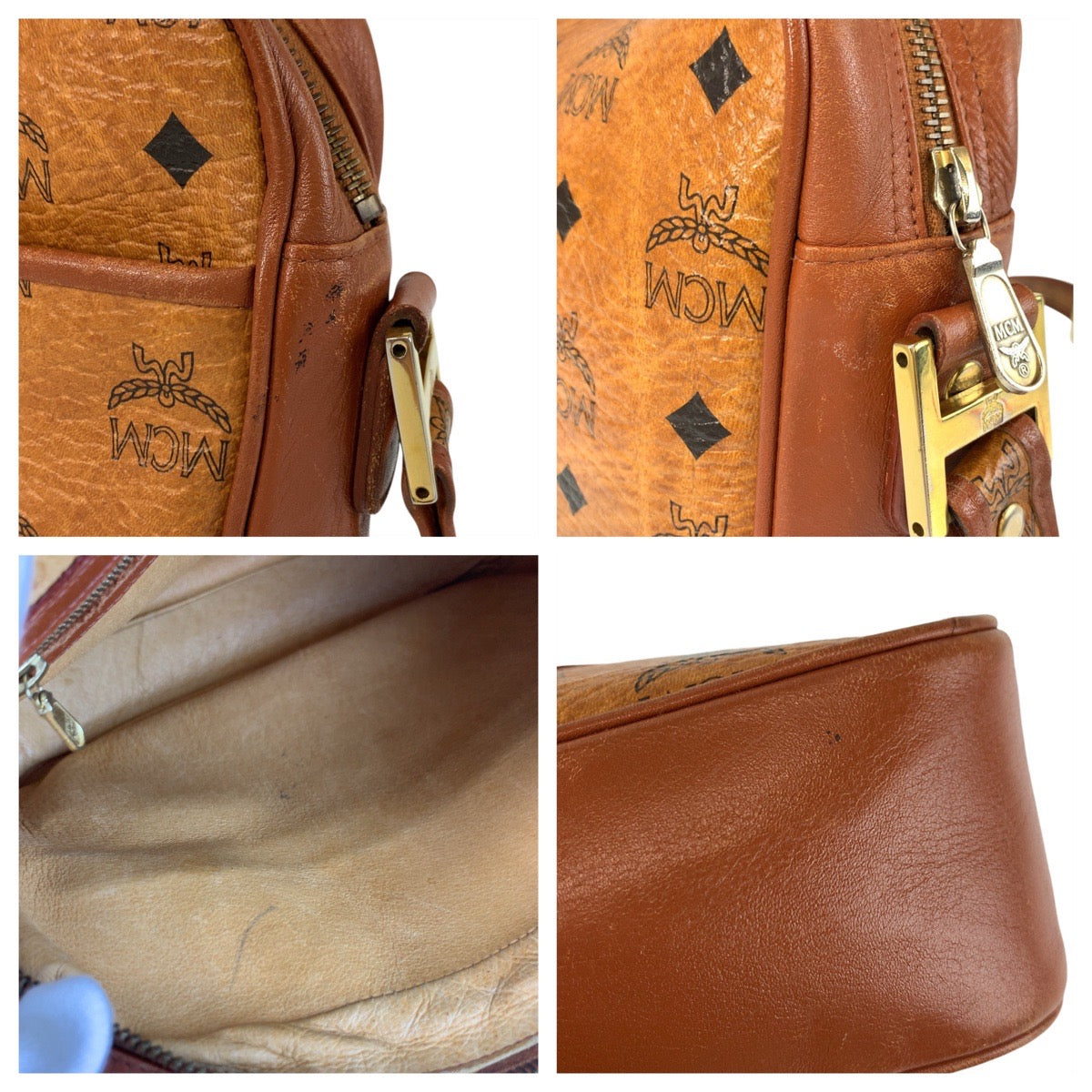 22722
MCM Visetos Brown Gold Hardware Leather Shoulder Bag Pochette Ladies AB16