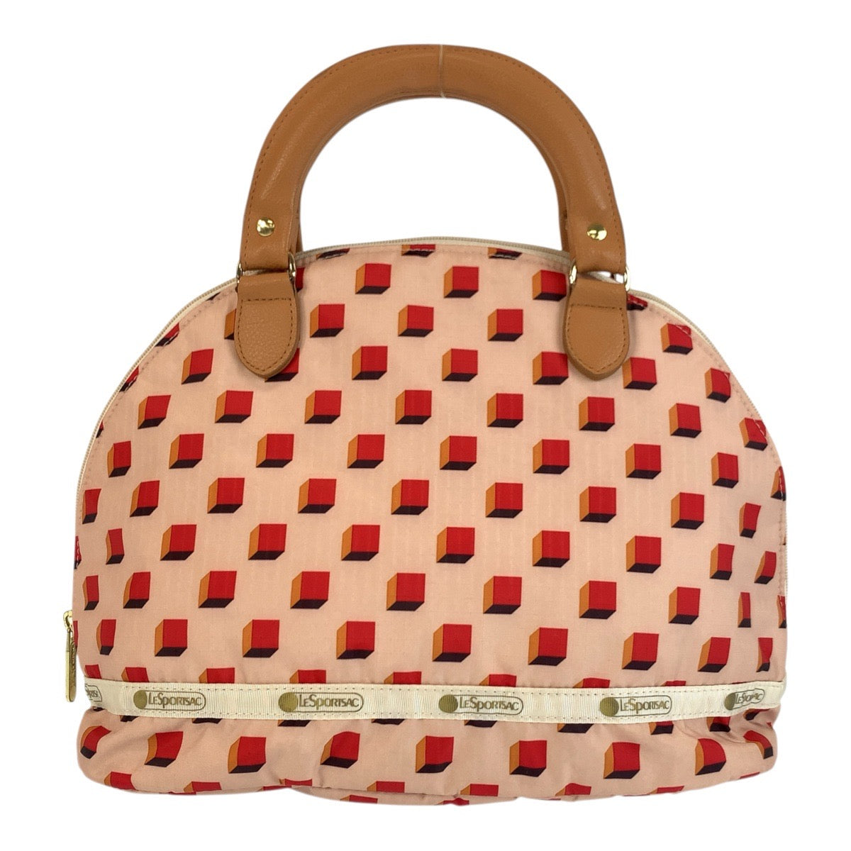 22723
LeSportsac レスポートサック 風間ゆみえ ピンク ブラウン ゴールド金具 ポリエステル ハンドバッグ ボストンバッグ レディース ABP9