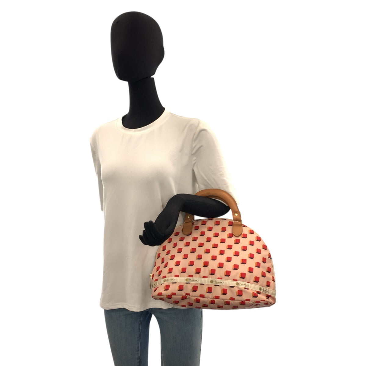 22723
LeSportsac レスポートサック 風間ゆみえ ピンク ブラウン ゴールド金具 ポリエステル ハンドバッグ ボストンバッグ レディース ABP9