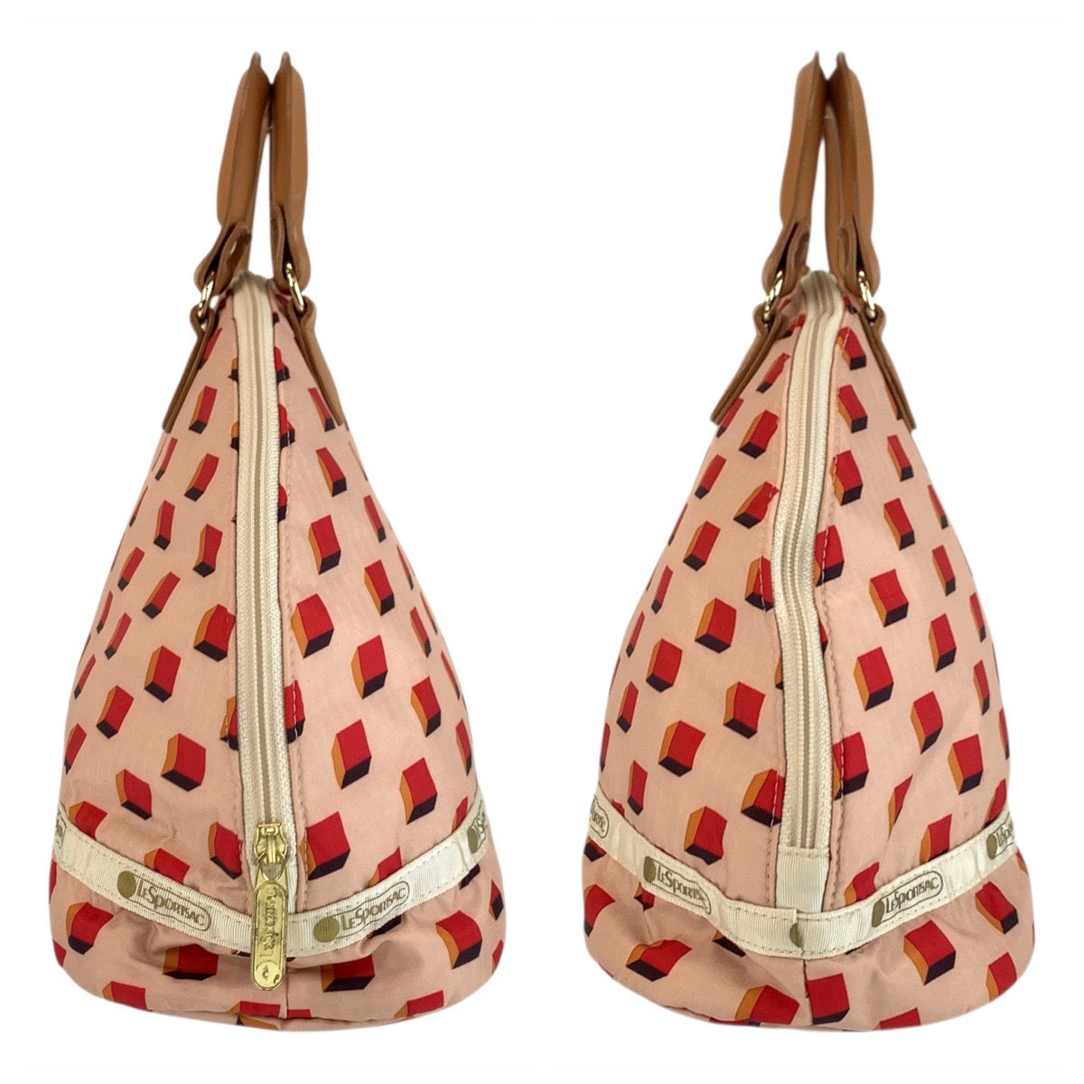 22723
LeSportsac レスポートサック 風間ゆみえ ピンク ブラウン ゴールド金具 ポリエステル ハンドバッグ ボストンバッグ レディース ABP9