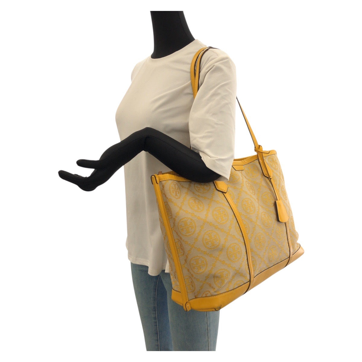 22725
Tory Burch トリーバーチ ペリーTモノグラム イエロー ゴールド金具 キャンバス / レザー 83312 トートバッグ ショルダーバッグ レディース ABP14