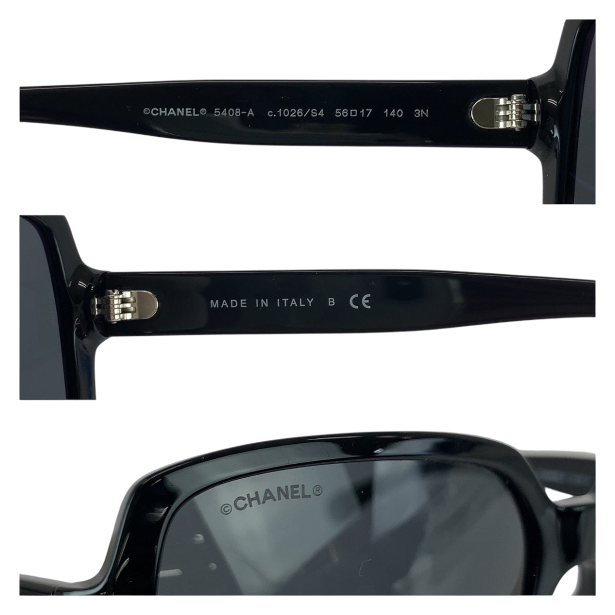 22727
CHANEL シャネル ロゴ ブラック 黒 プラスチック 5408-A c.1026/S4 56□17 140 3N サングラス スクエア レディース A45