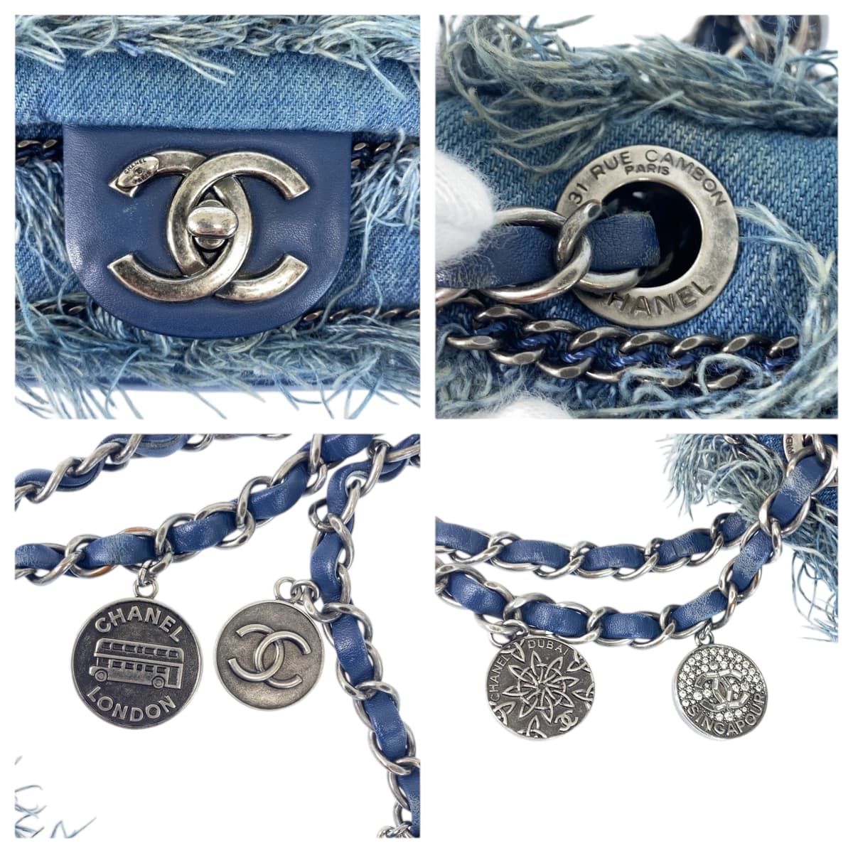 22728
CHANEL シャネル ココマーク ターンロック ブルー シルバー金具 デニム / レザー A92708 チェーンショルダーバッグ レディース A550
