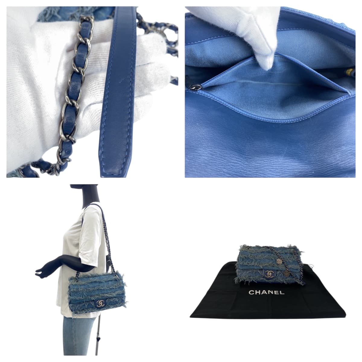 22728
CHANEL シャネル ココマーク ターンロック ブルー シルバー金具 デニム / レザー A92708 チェーンショルダーバッグ レディース A550
