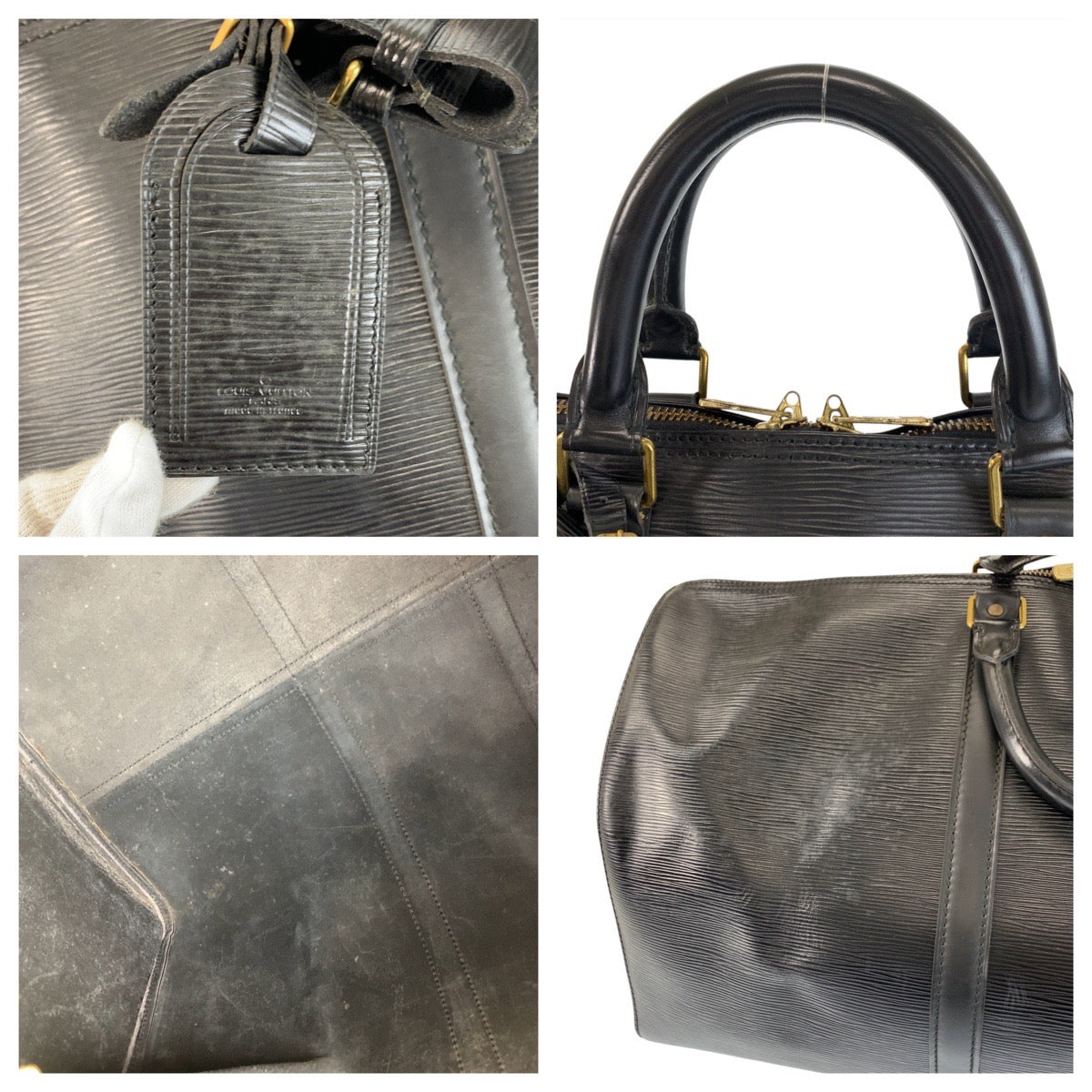 22730
LOUIS VUITTON Epi Keepall 60 Black Gold Hardware Leather M42942 Boston Bag Handbag Men's AB70
