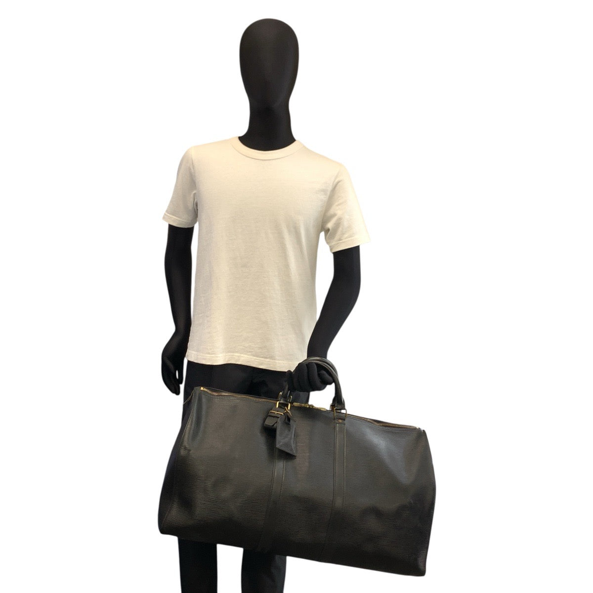 22730
LOUIS VUITTON Epi Keepall 60 Black Gold Hardware Leather M42942 Boston Bag Handbag Men's AB70