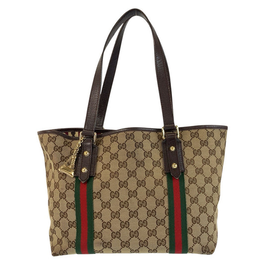22732
GUCCI グッチ シェリーライン ブラウン ベージュ ゴールド金具 GGキャンバス / レザー 137396 トートバッグ ショルダーバッグ レディース B15
