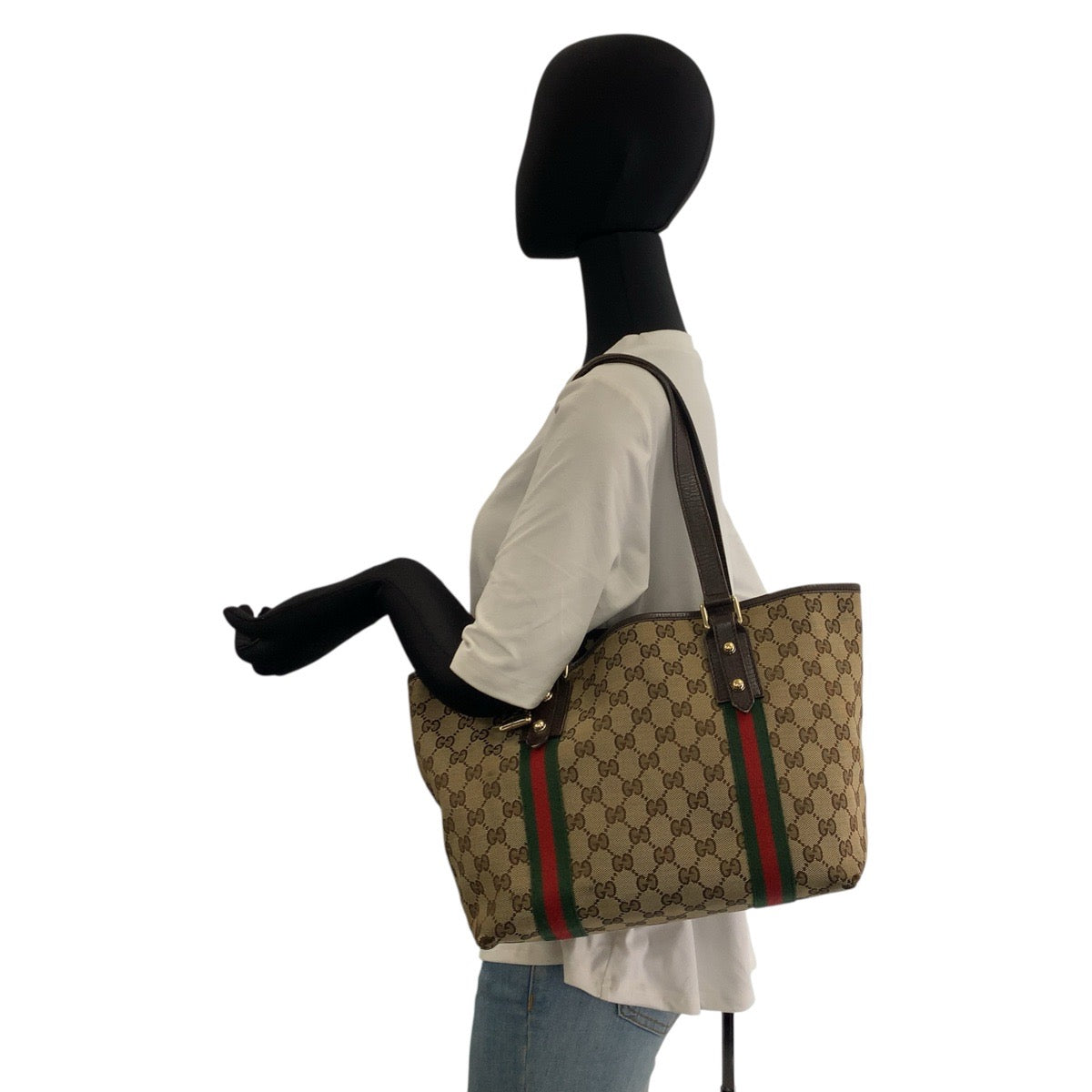 22732
GUCCI グッチ シェリーライン ブラウン ベージュ ゴールド金具 GGキャンバス / レザー 137396 トートバッグ ショルダーバッグ レディース B15