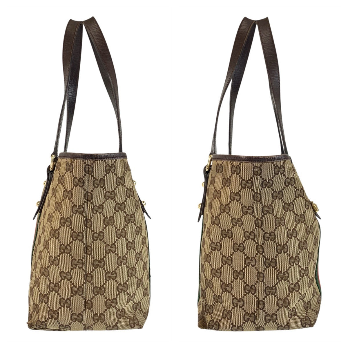 22732
GUCCI グッチ シェリーライン ブラウン ベージュ ゴールド金具 GGキャンバス / レザー 137396 トートバッグ ショルダーバッグ レディース B15