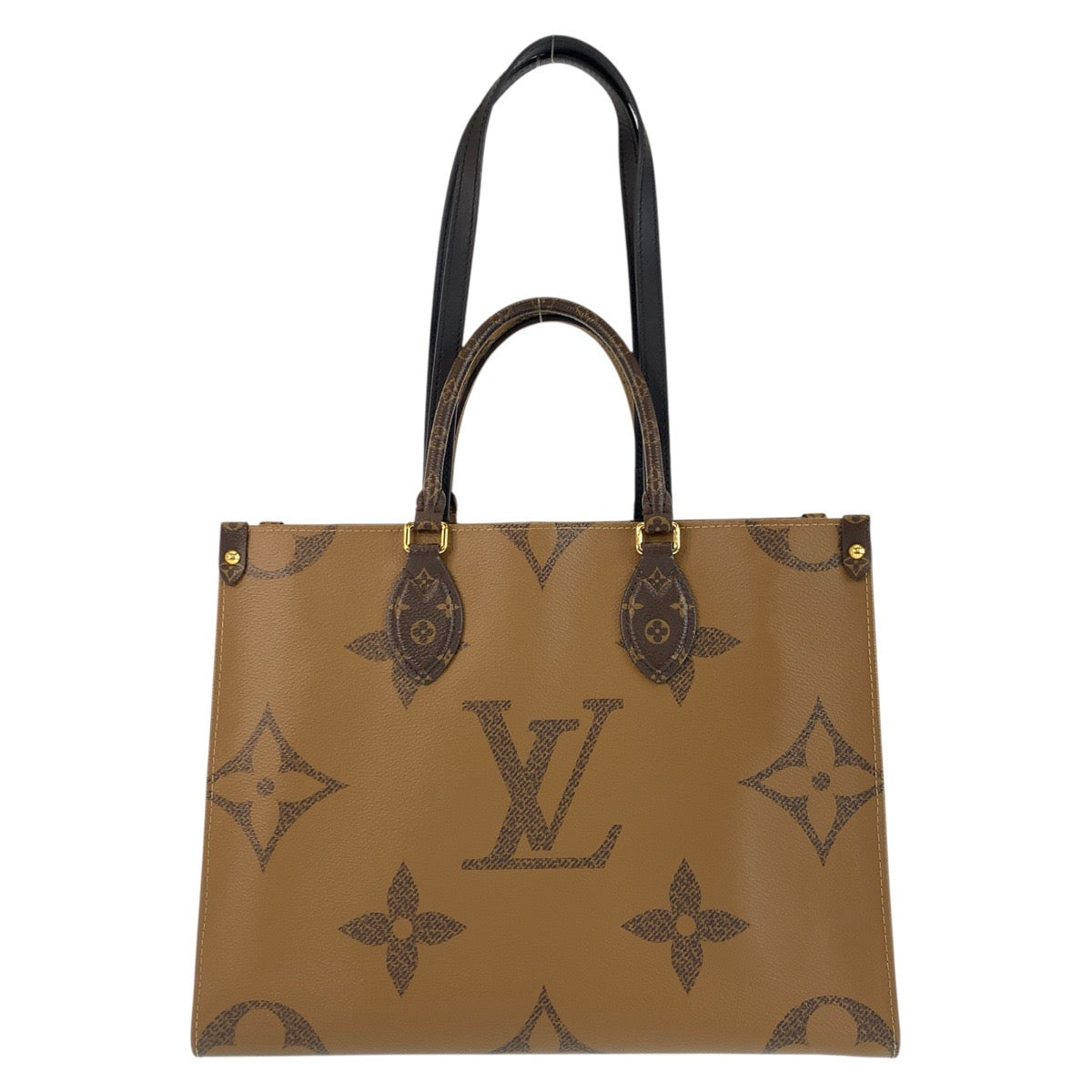 22733
LOUIS VUITTON ルイヴィトン モノグラム リバース オンザゴー MM ブラウン ベージュ ゴールド金具 PVC M45321 トートバッグ ショルダーバッグ レディース ABP210