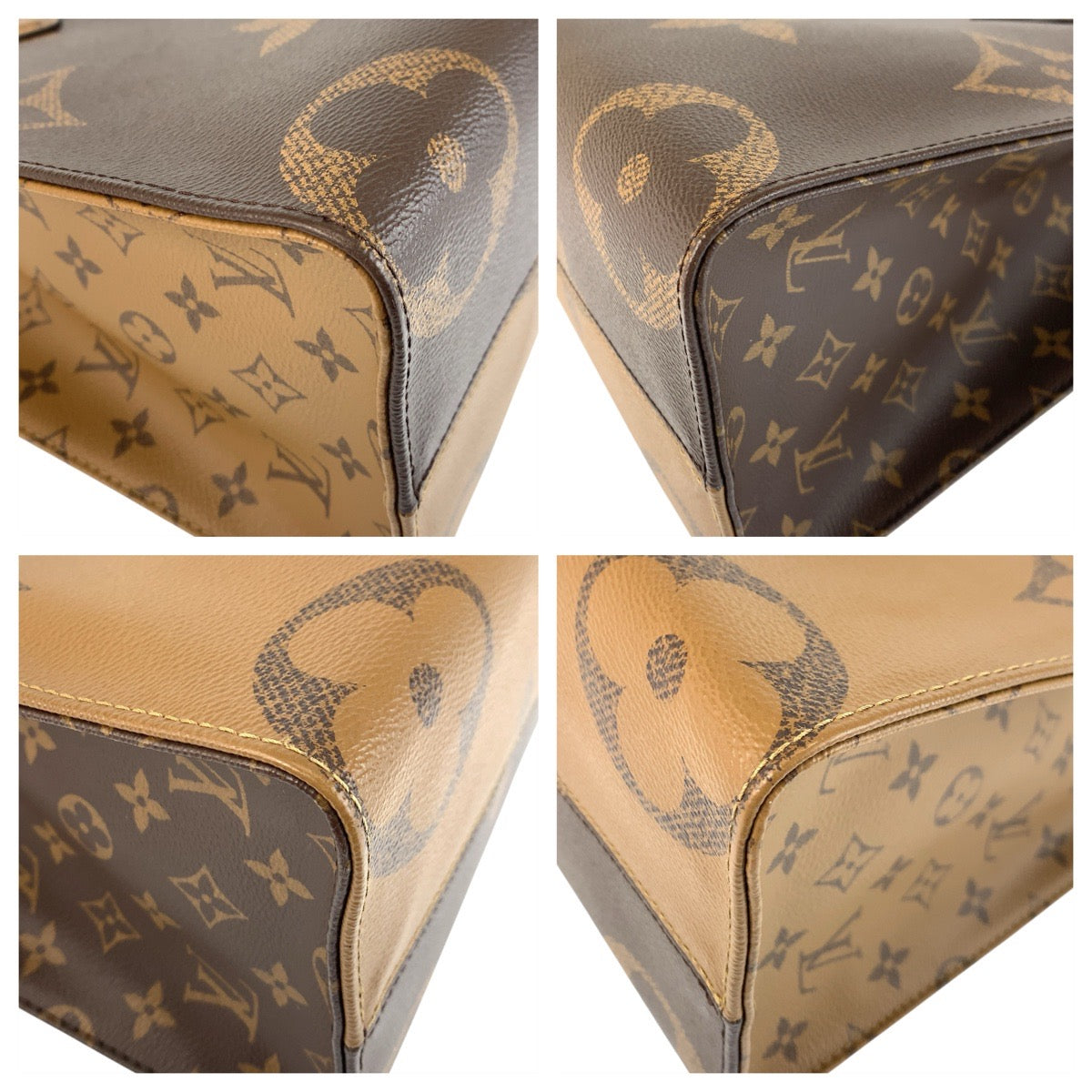 22733
LOUIS VUITTON ルイヴィトン モノグラム リバース オンザゴー MM ブラウン ベージュ ゴールド金具 PVC M45321 トートバッグ ショルダーバッグ レディース ABP210