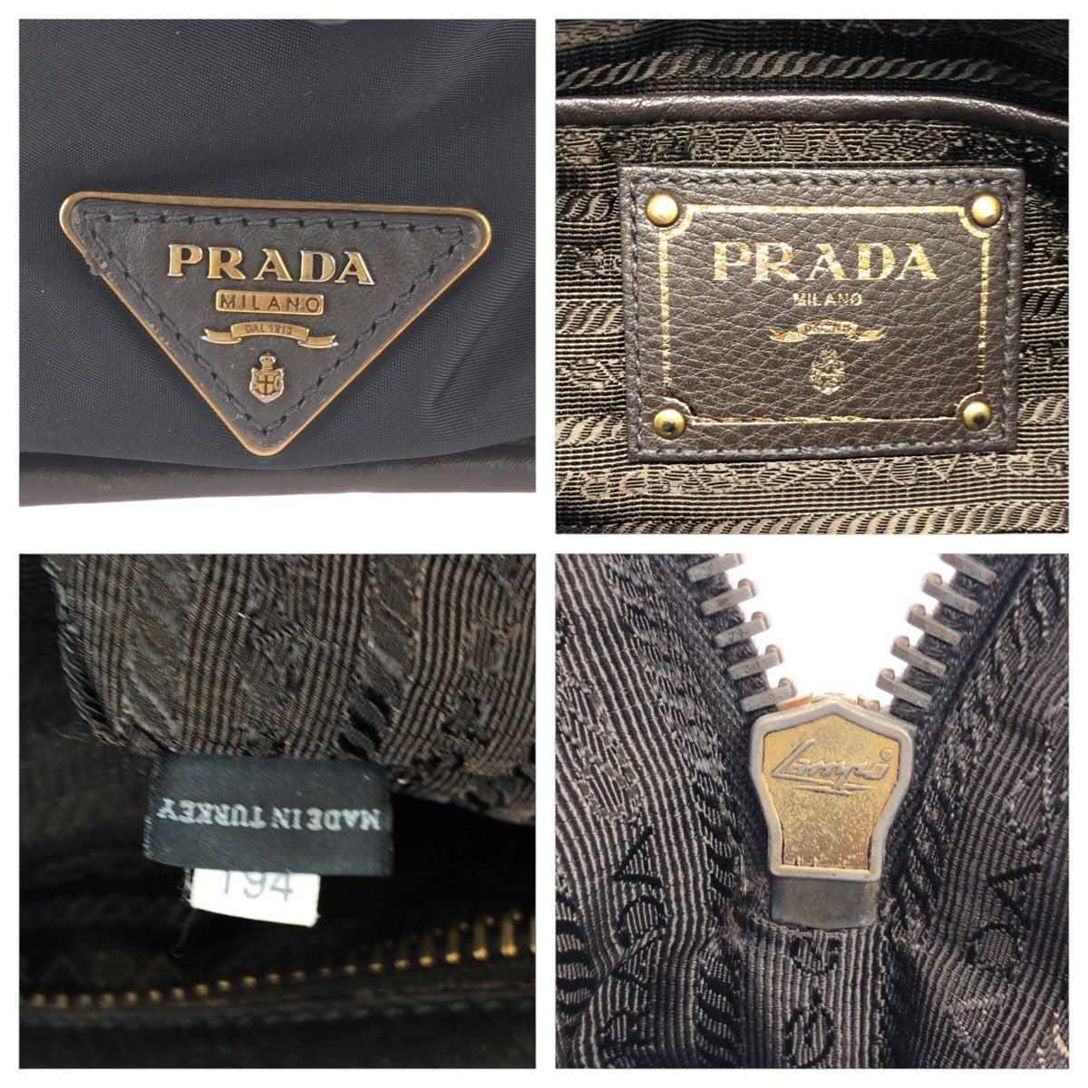 22736
PRADA プラダ 三角ロゴプレート ブラック 黒 ゴールド金具 ナイロン / レザー ハンドバッグ ショルダーバッグ レディース ABP42