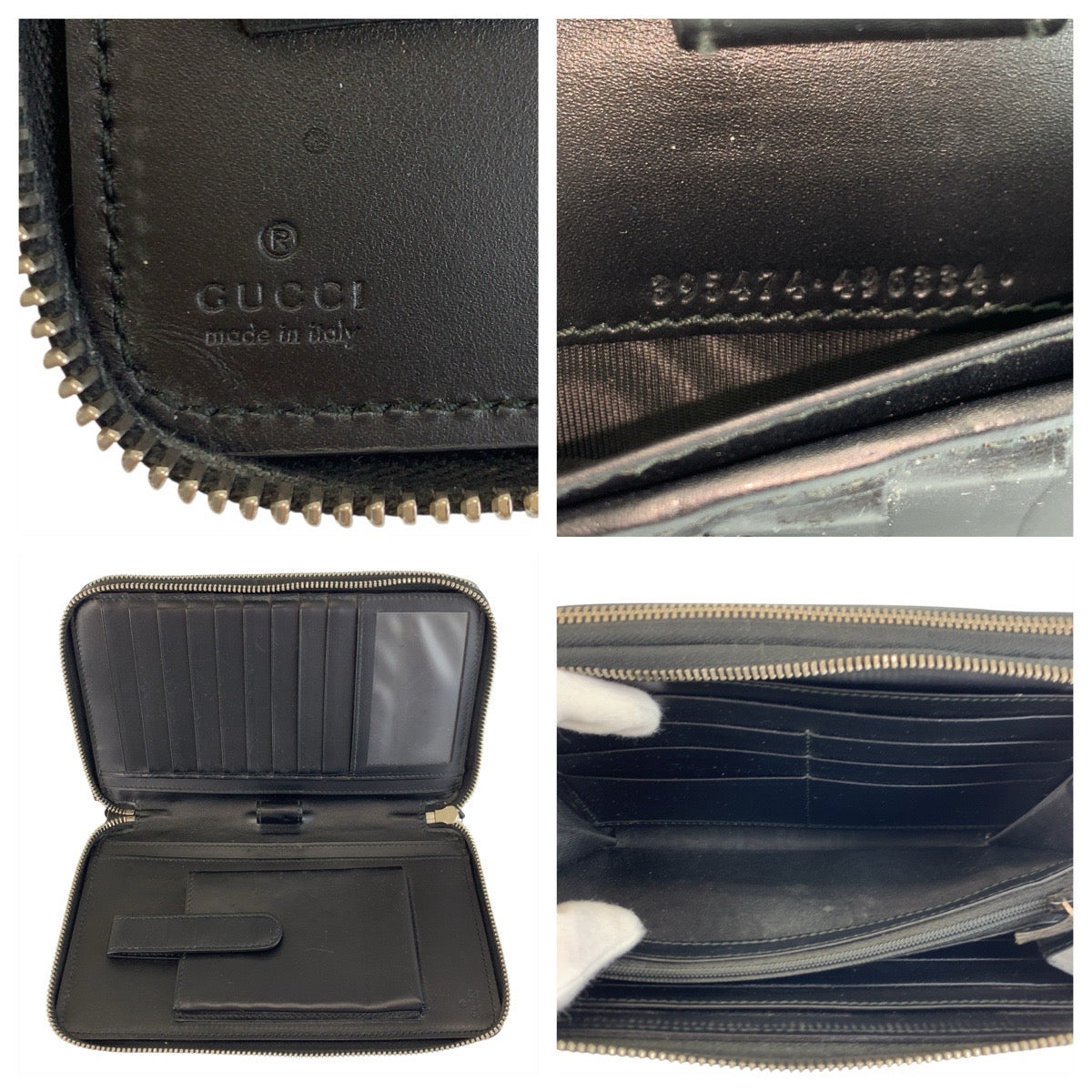 22737
GUCCI グッチ グッチシマ ブラック 黒 シルバー金具 レザー 395474 長財布 オーガナイザー メンズ AB35