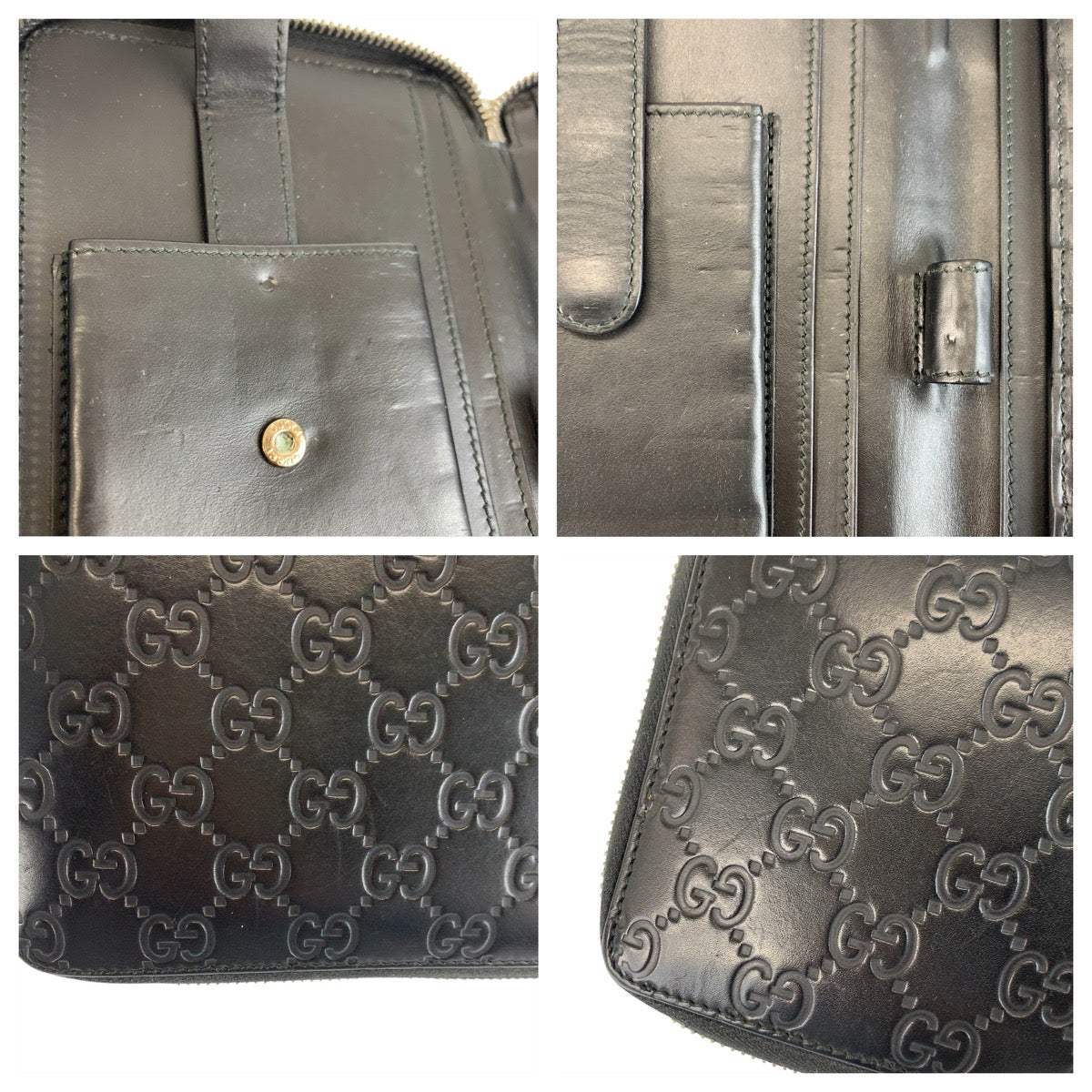 22737
GUCCI グッチ グッチシマ ブラック 黒 シルバー金具 レザー 395474 長財布 オーガナイザー メンズ AB35