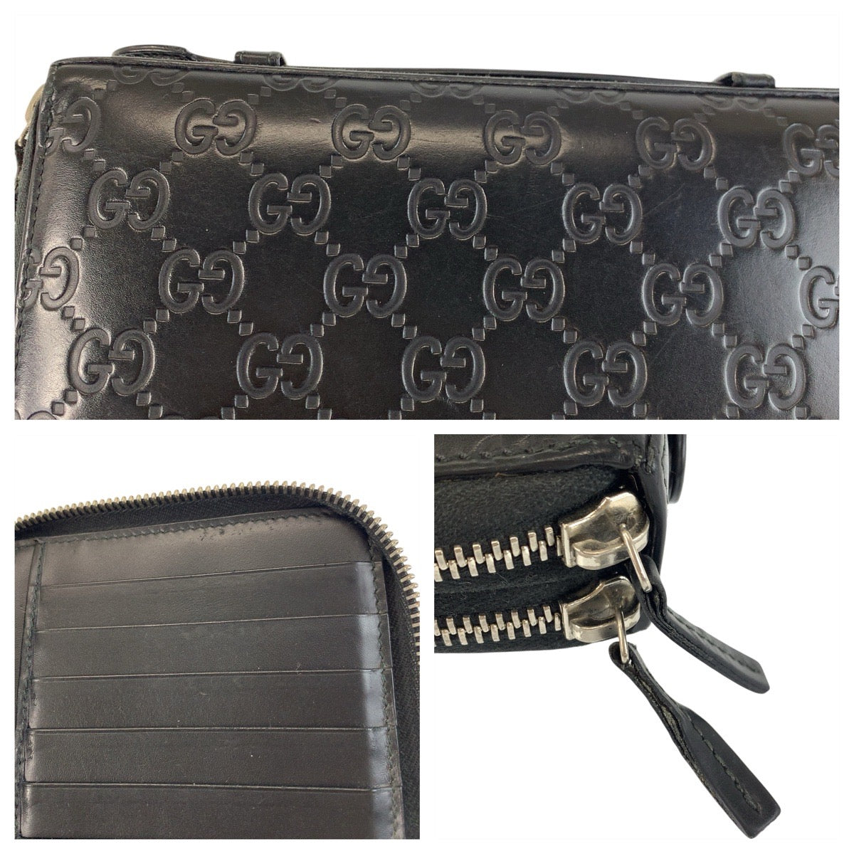 22737
GUCCI グッチ グッチシマ ブラック 黒 シルバー金具 レザー 395474 長財布 オーガナイザー メンズ AB35