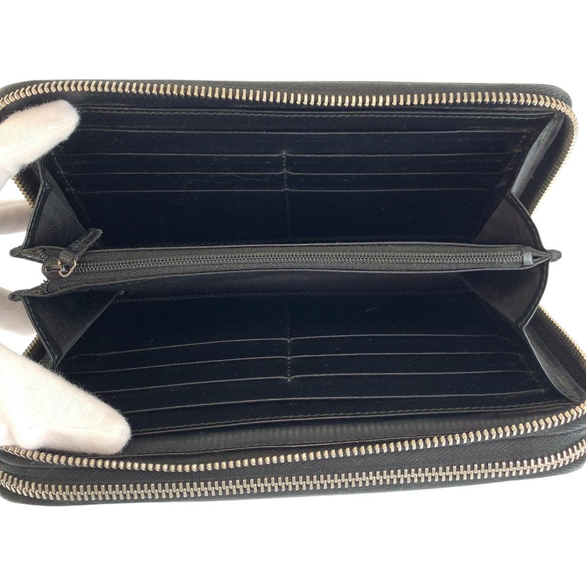 22737
GUCCI グッチ グッチシマ ブラック 黒 シルバー金具 レザー 395474 長財布 オーガナイザー メンズ AB35
