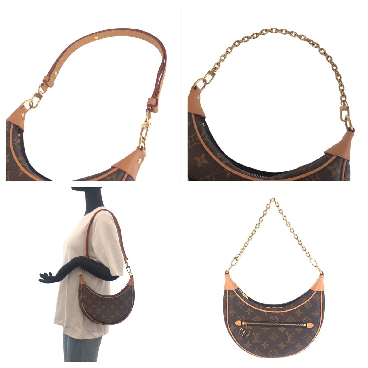 22739
LOUIS VUITTON ルイヴィトン モノグラム ループ ブラウン ゴールド金具 PVC / レザー M81098 ショルダーバッグ ハンドバッグ 2WAY レディース A280