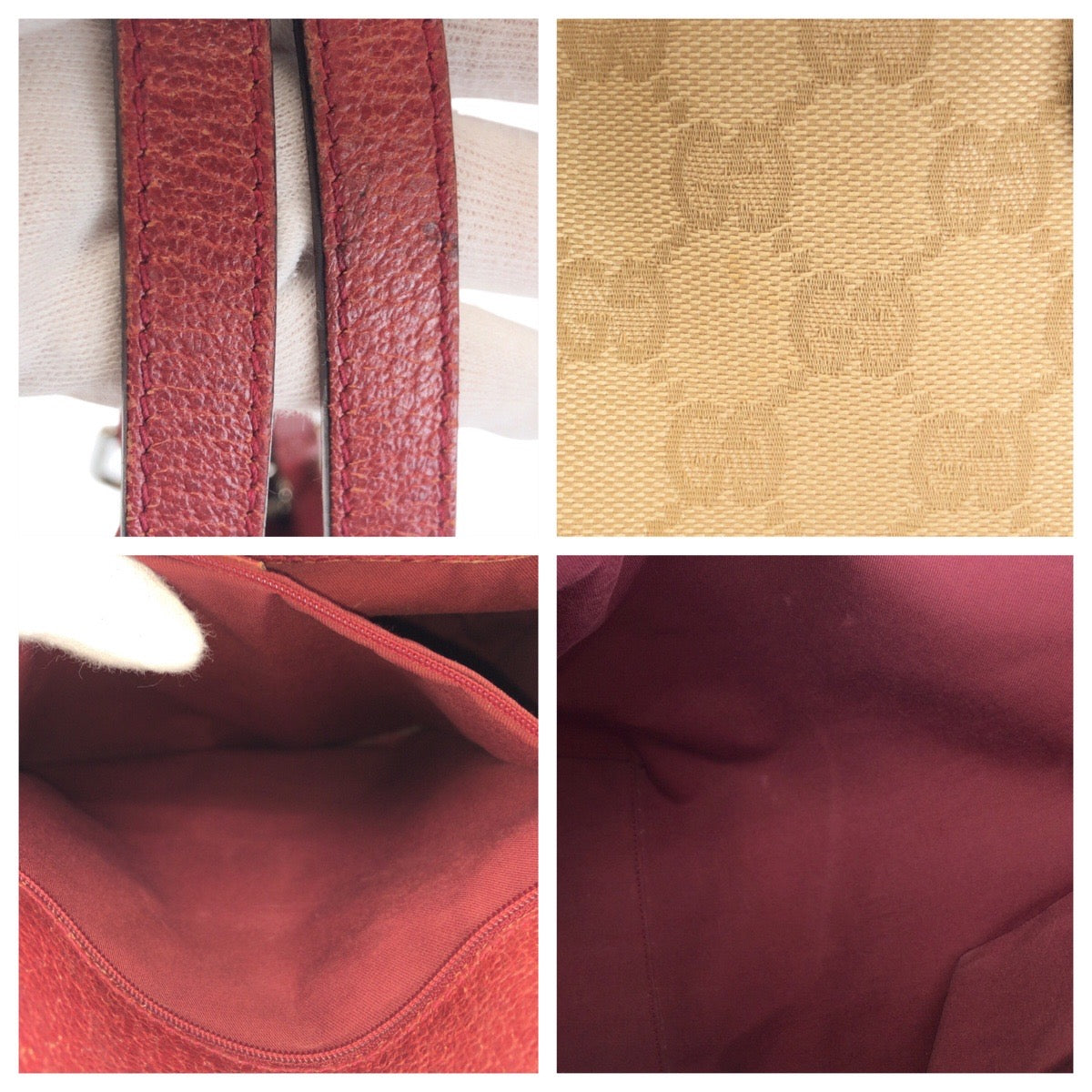 22741
GUCCI Beige Red Silver Hardware GG Canvas 120836 Tote Bag Shoulder Bag Ladies AB24
