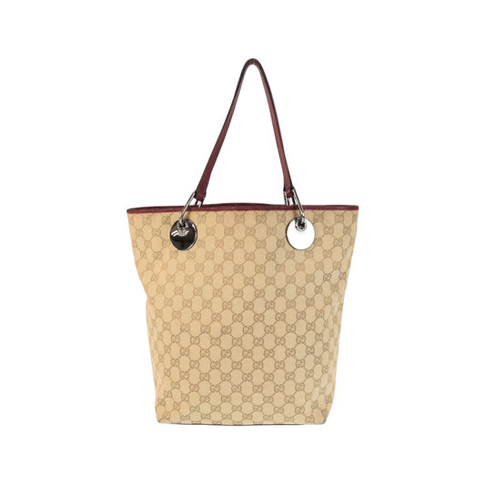 22741
GUCCI グッチ ベージュ レッド シルバー金具 GGキャンバス 120836 トートバッグ ショルダーバッグ レディース AB24