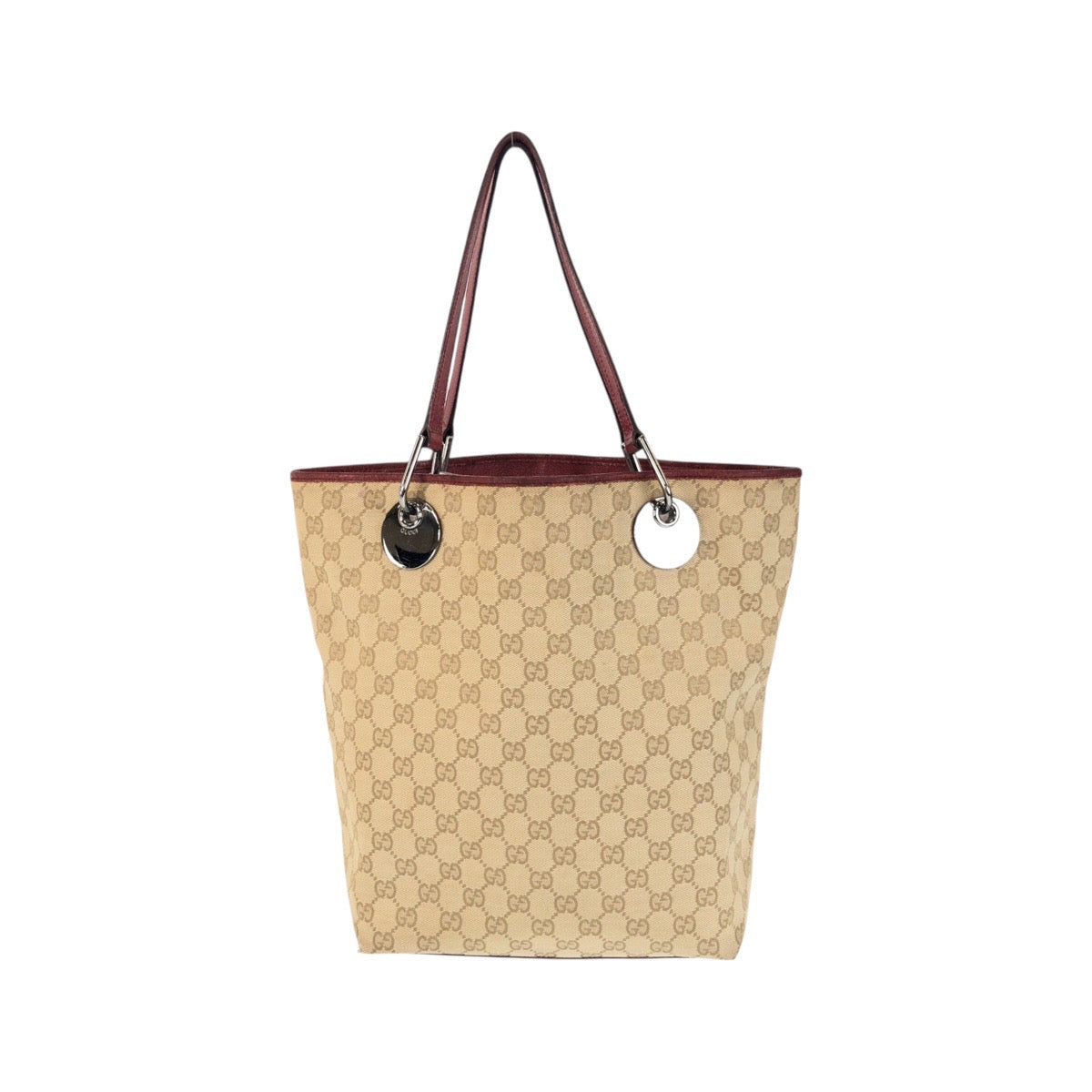 22741
GUCCI Beige Red Silver Hardware GG Canvas 120836 Tote Bag Shoulder Bag Ladies AB24