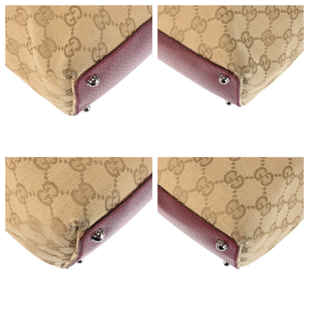 22741
GUCCI Beige Red Silver Hardware GG Canvas 120836 Tote Bag Shoulder Bag Ladies AB24