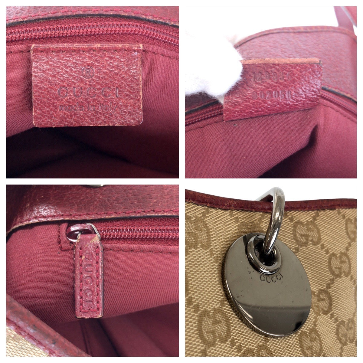 22741
GUCCI Beige Red Silver Hardware GG Canvas 120836 Tote Bag Shoulder Bag Ladies AB24