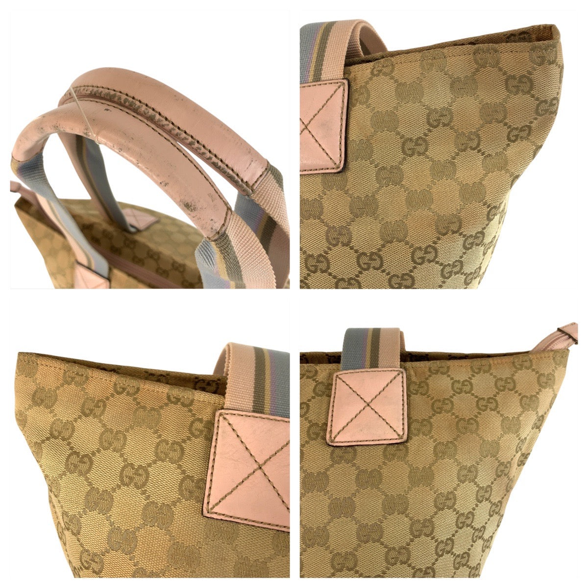 22744
GUCCI グッチ シェリーライン ベージュ ピンク ゴールド金具 GGキャンバス / レザー 131230 トートバッグ ショルダーバッグ レディース AB22