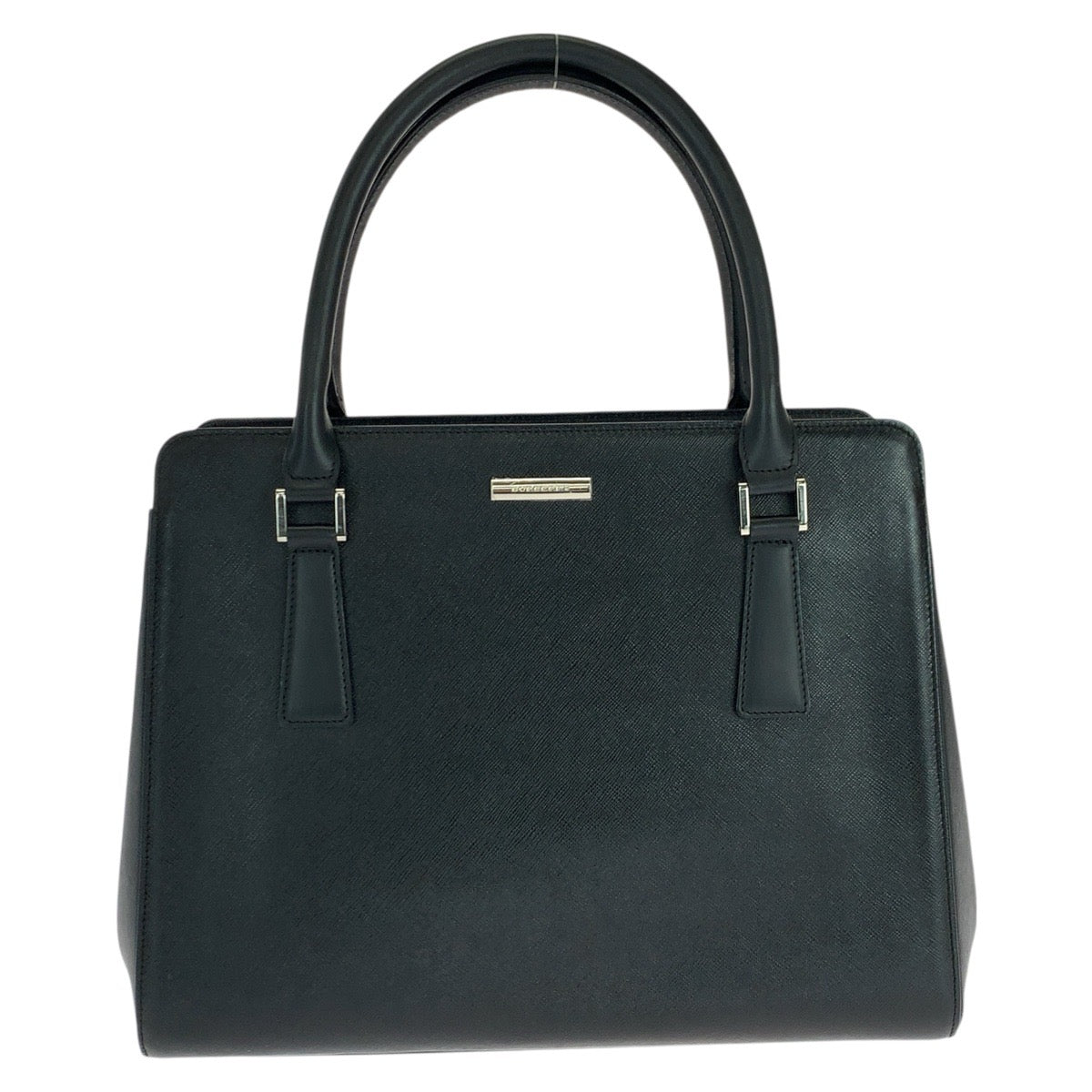 22745
BURBERRY バーバリー チェック柄 ブラック 黒 シルバー金具 レザー トートバッグ ハンドバッグ レディース A35