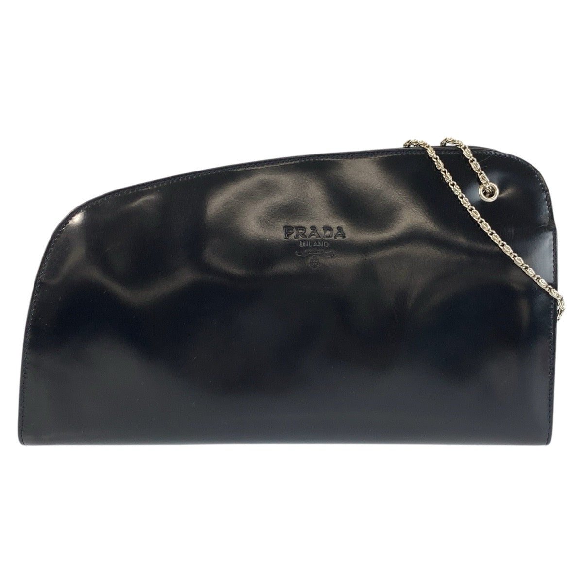 22748
PRADA プラダ ネイビー シルバー金具 エナメル チェーンショルダーバッグ レディース AB35