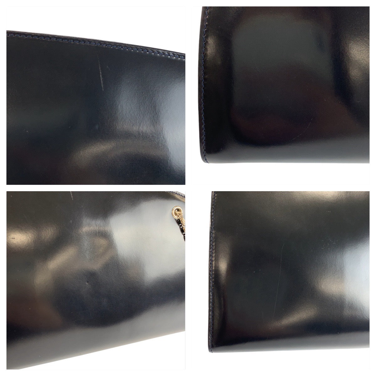 22748
PRADA プラダ ネイビー シルバー金具 エナメル チェーンショルダーバッグ レディース AB35