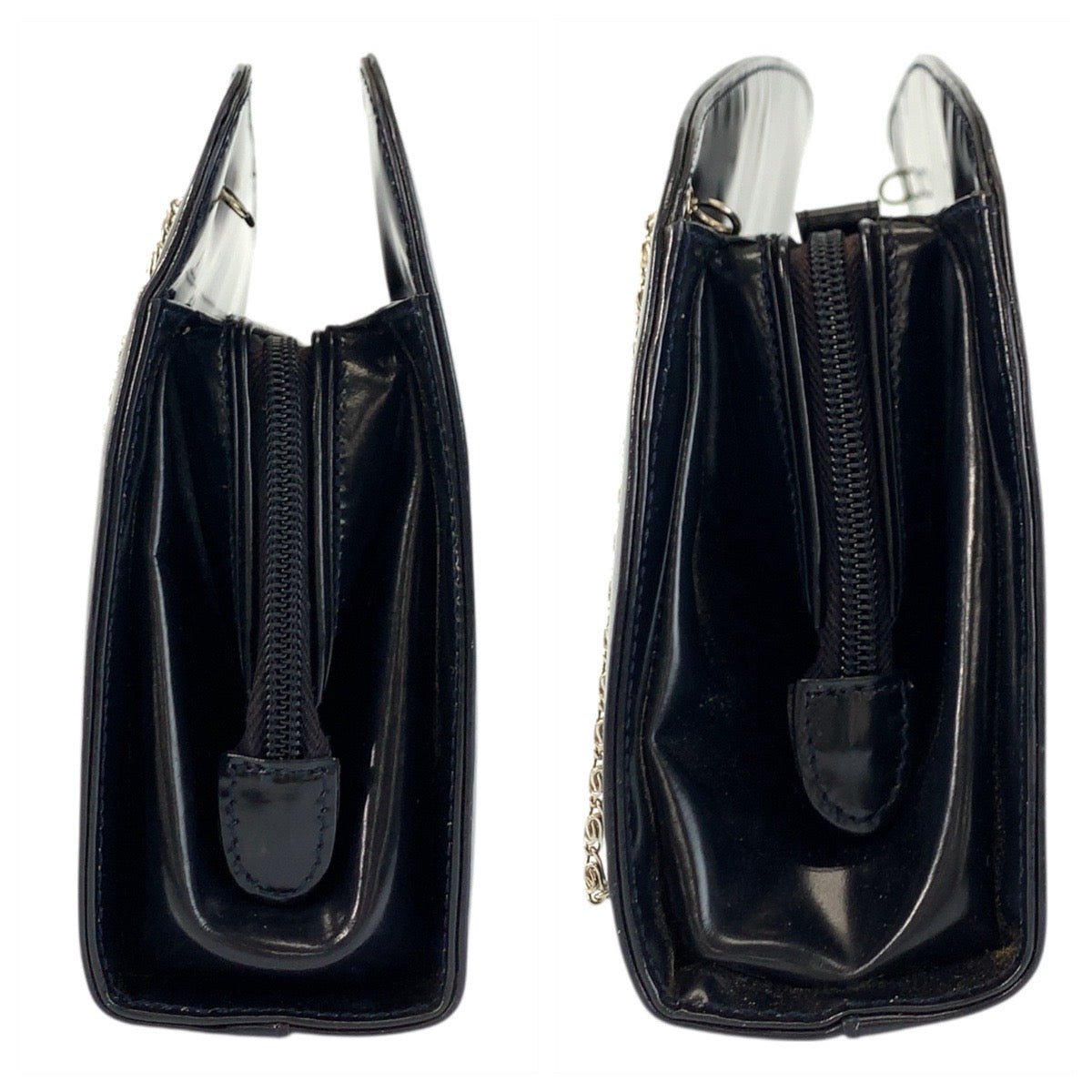 22748
PRADA プラダ ネイビー シルバー金具 エナメル チェーンショルダーバッグ レディース AB35