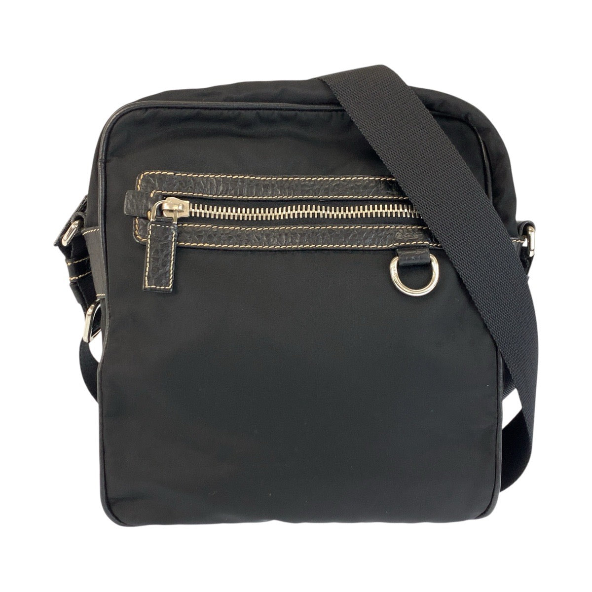 22749
PRADA プラダ テスート 三角ロゴプレート ブラック 黒 シルバー金具 ナイロン / レザー ショルダーバッグ メッセンジャーバッグ メンズ ABP42