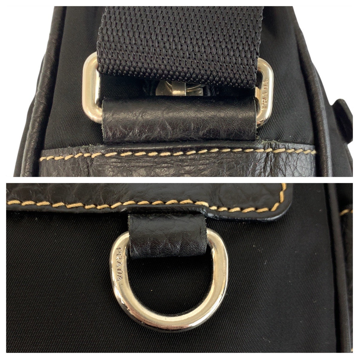 22749
PRADA プラダ テスート 三角ロゴプレート ブラック 黒 シルバー金具 ナイロン / レザー ショルダーバッグ メッセンジャーバッグ メンズ ABP42