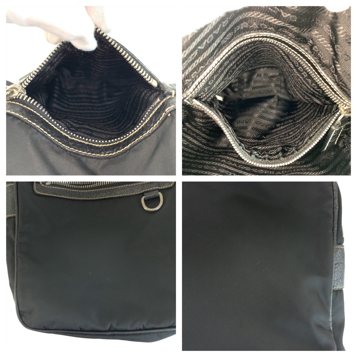 22749
PRADA プラダ テスート 三角ロゴプレート ブラック 黒 シルバー金具 ナイロン / レザー ショルダーバッグ メッセンジャーバッグ メンズ ABP42