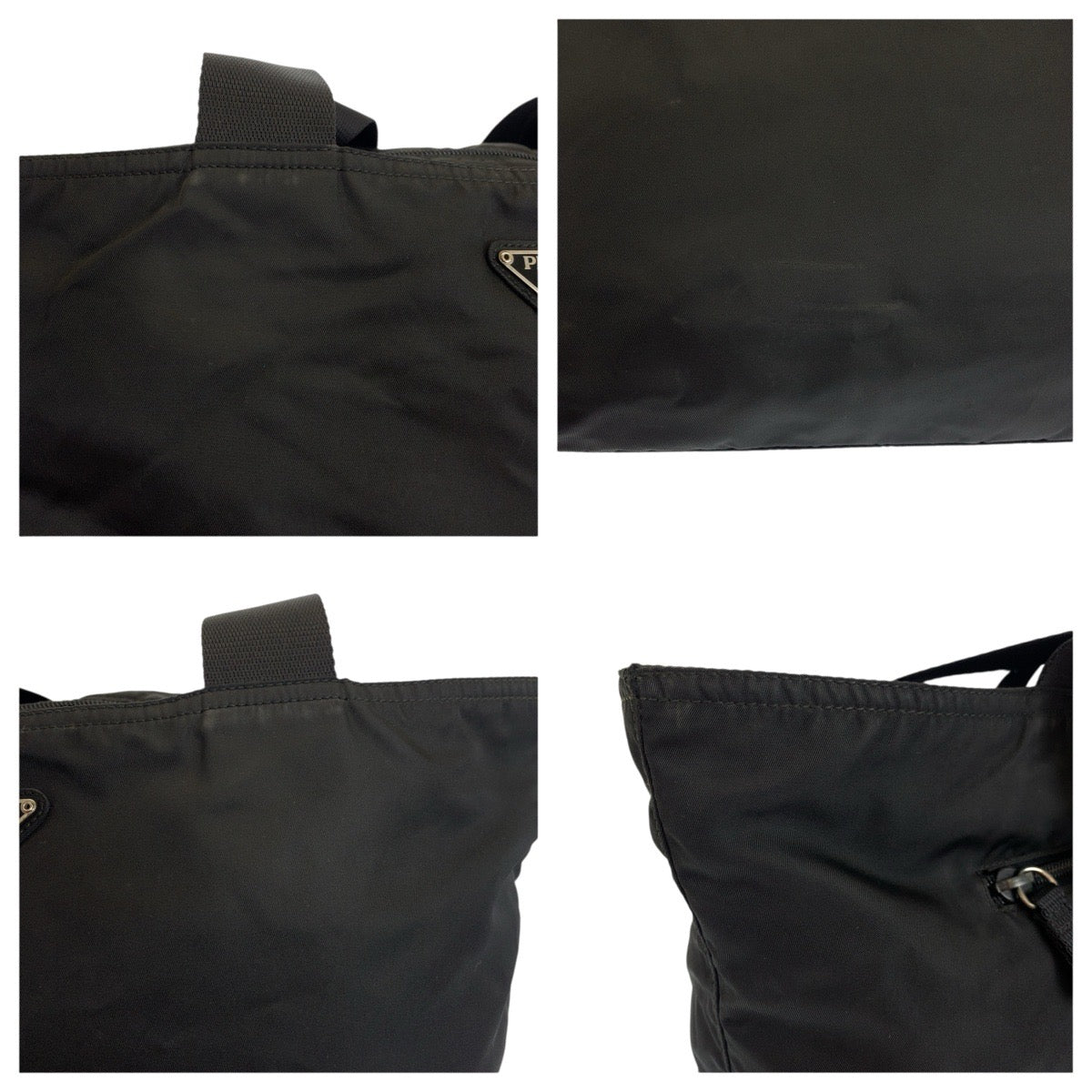 22751
PRADA プラダ テスート 三角ロゴプレート ブラック 黒 シルバー金具 ナイロン ショルダーバッグ トートバッグ レディース ABP28