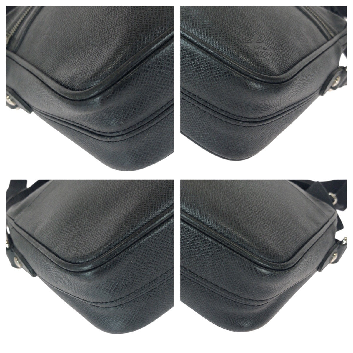 22755
LOUIS VUITTON Taiga Dimitri Black Silver Hardware Leather M32462 Shoulder Bag Pochette Men's ABP36