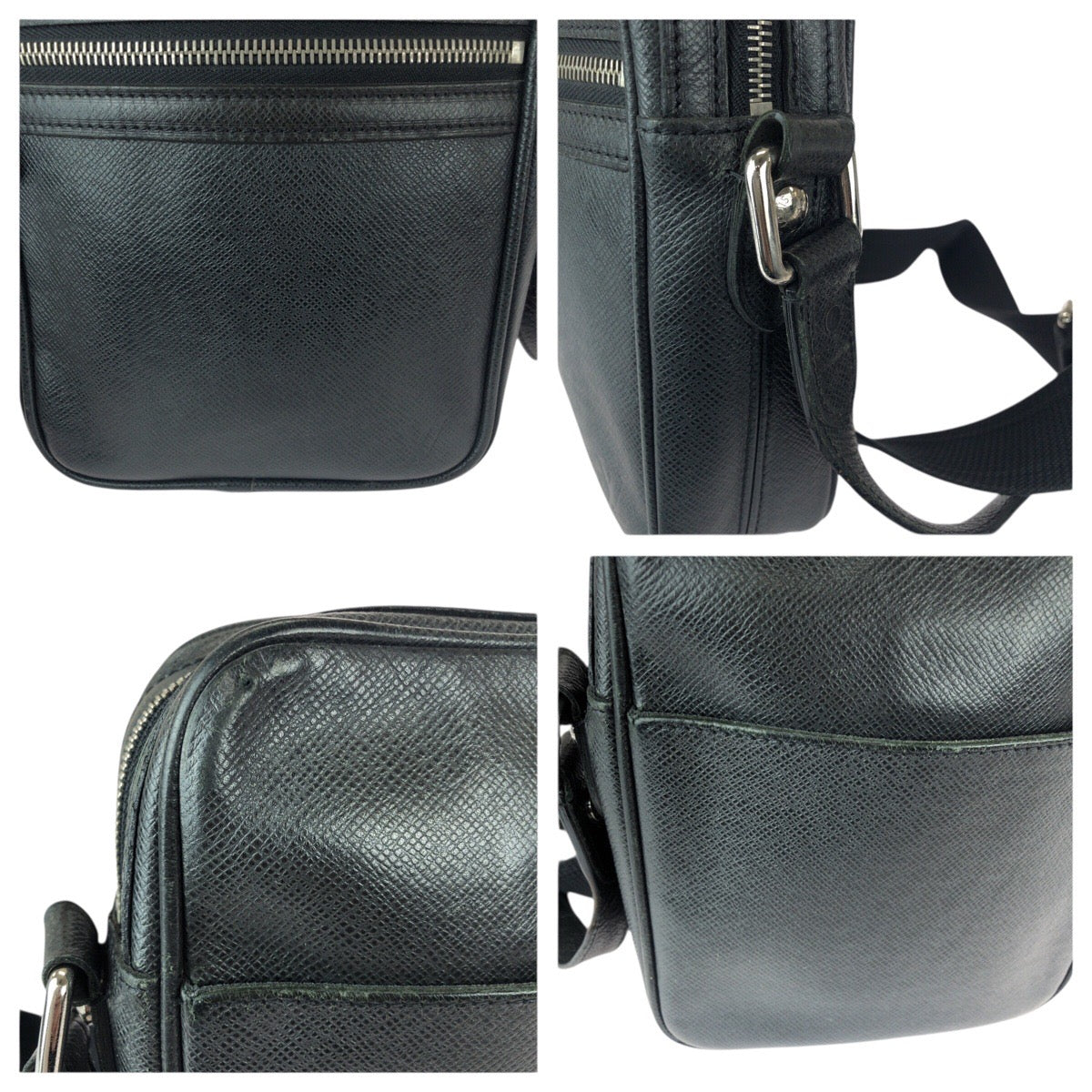 22755
LOUIS VUITTON Taiga Dimitri Black Silver Hardware Leather M32462 Shoulder Bag Pochette Men's ABP36