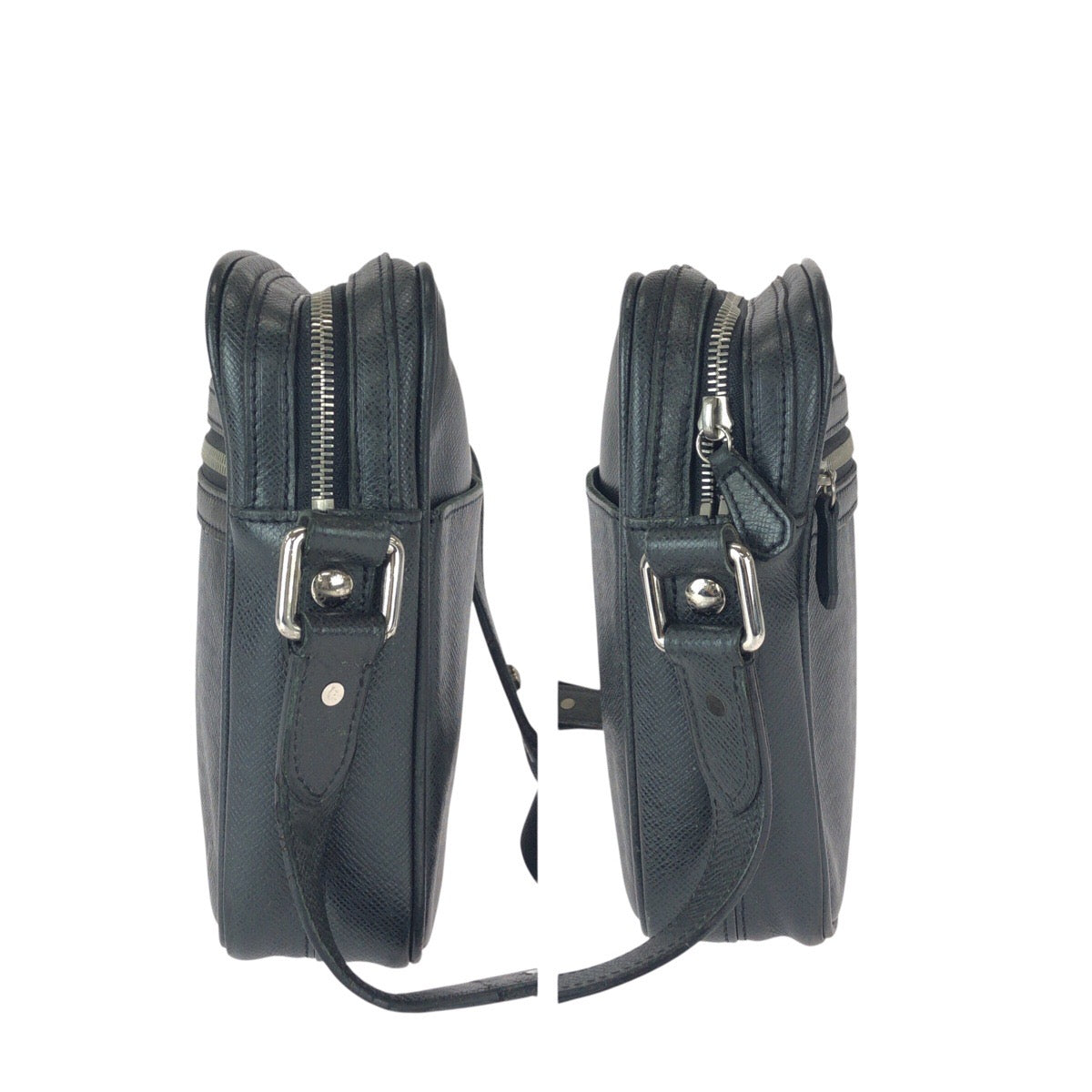 22755
LOUIS VUITTON Taiga Dimitri Black Silver Hardware Leather M32462 Shoulder Bag Pochette Men's ABP36