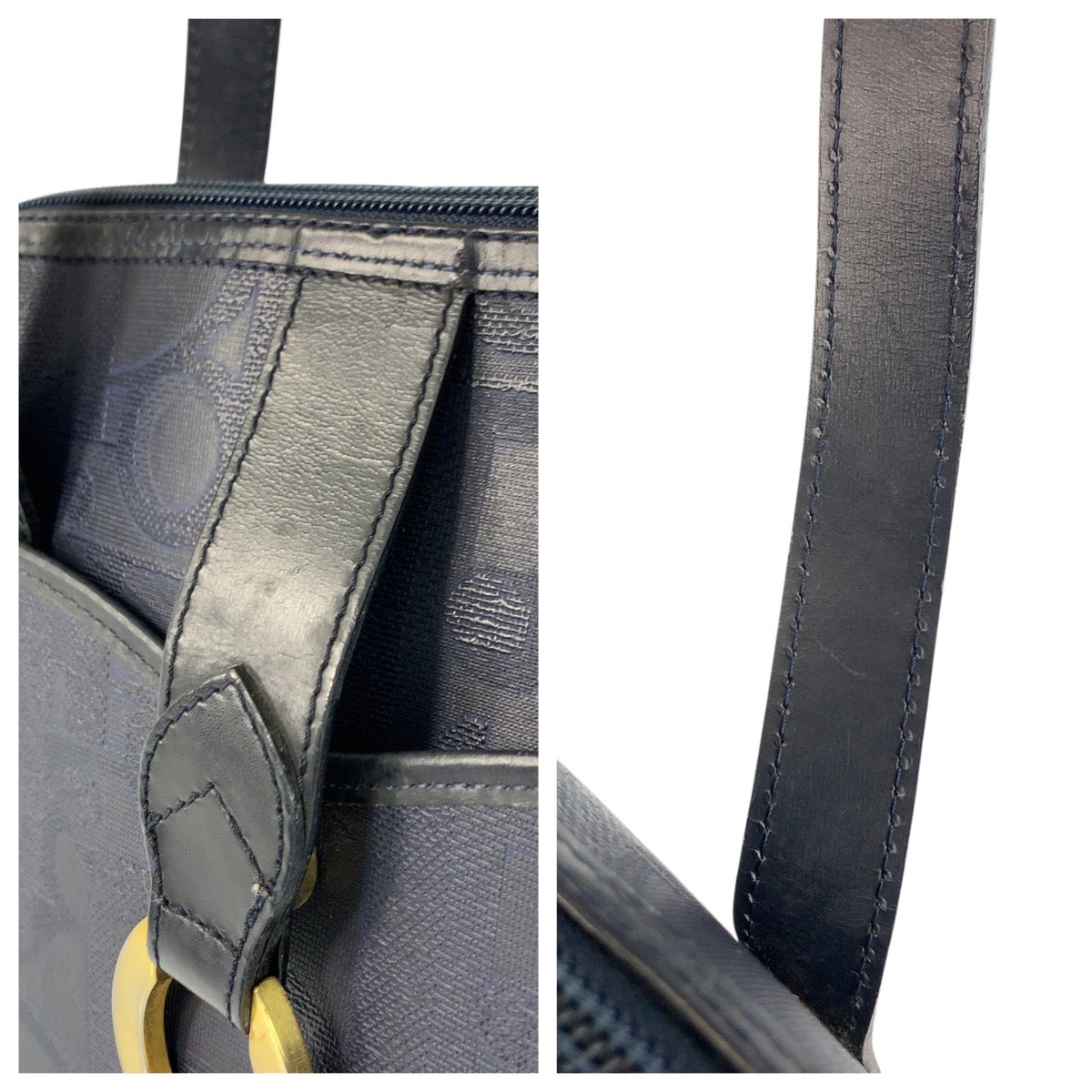 22756
Christian Dior クリスチャンディオール ヴィンテージ トロッター ネイビー ゴールド金具 PVC / レザー ハンドバッグ ショルダーバッグ レディース ABP36