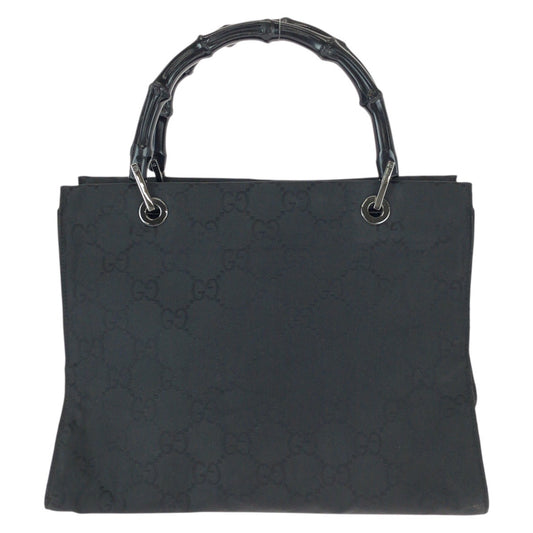 22757
GUCCI グッチ バンブー GG柄 ブラック 黒 シルバー金具 ナイロン 002.1016 トートバッグ ハンドバッグ レディース AB22