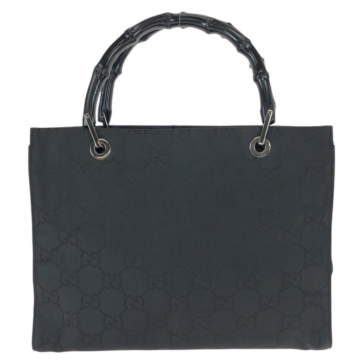 22757
GUCCI グッチ バンブー GG柄 ブラック 黒 シルバー金具 ナイロン 002.1016 トートバッグ ハンドバッグ レディース AB22