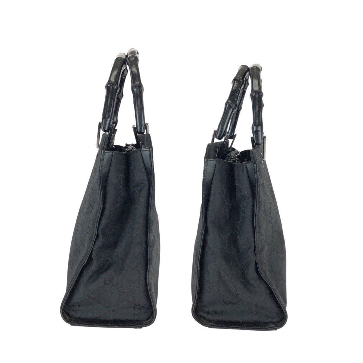 22757
GUCCI グッチ バンブー GG柄 ブラック 黒 シルバー金具 ナイロン 002.1016 トートバッグ ハンドバッグ レディース AB22