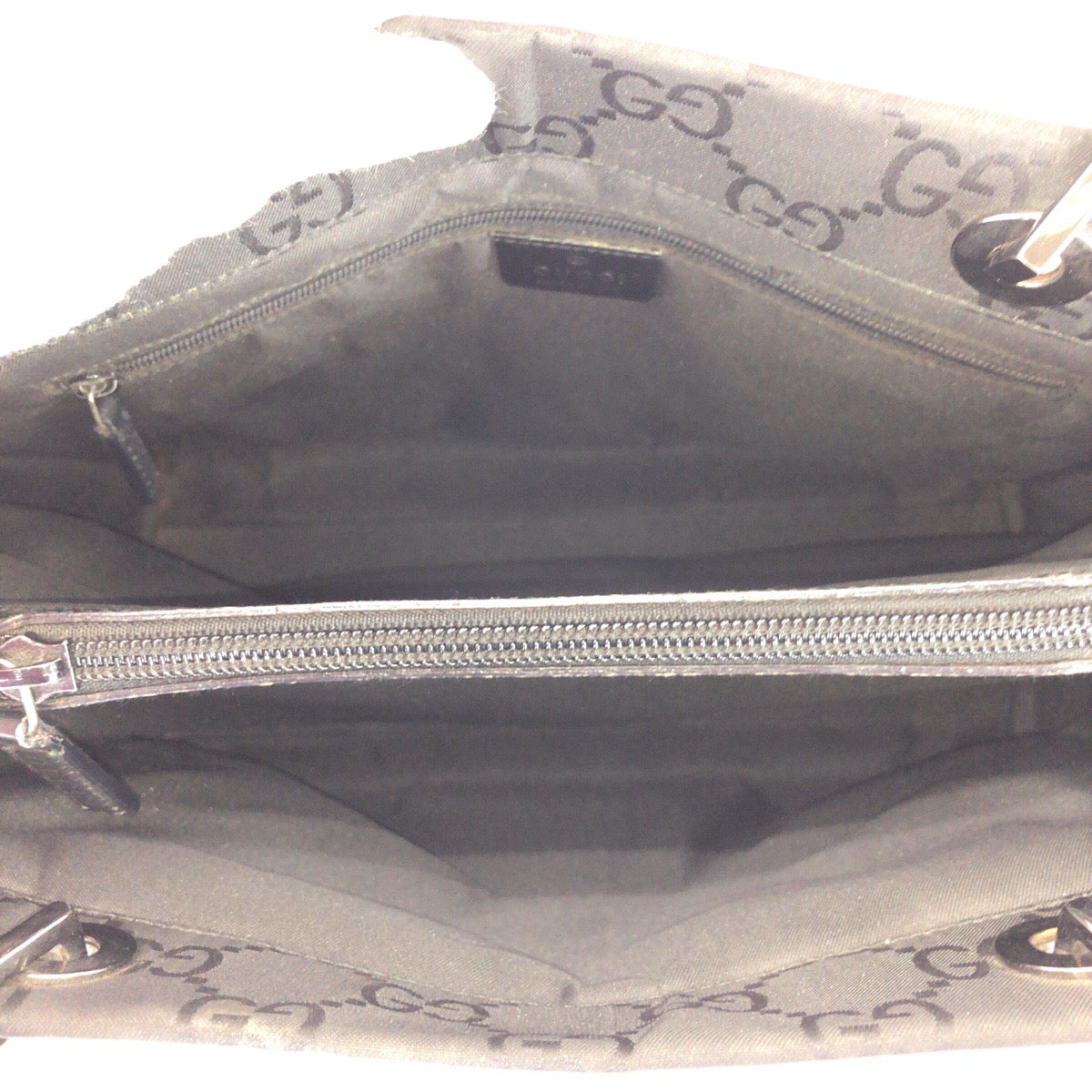 22757
GUCCI グッチ バンブー GG柄 ブラック 黒 シルバー金具 ナイロン 002.1016 トートバッグ ハンドバッグ レディース AB22