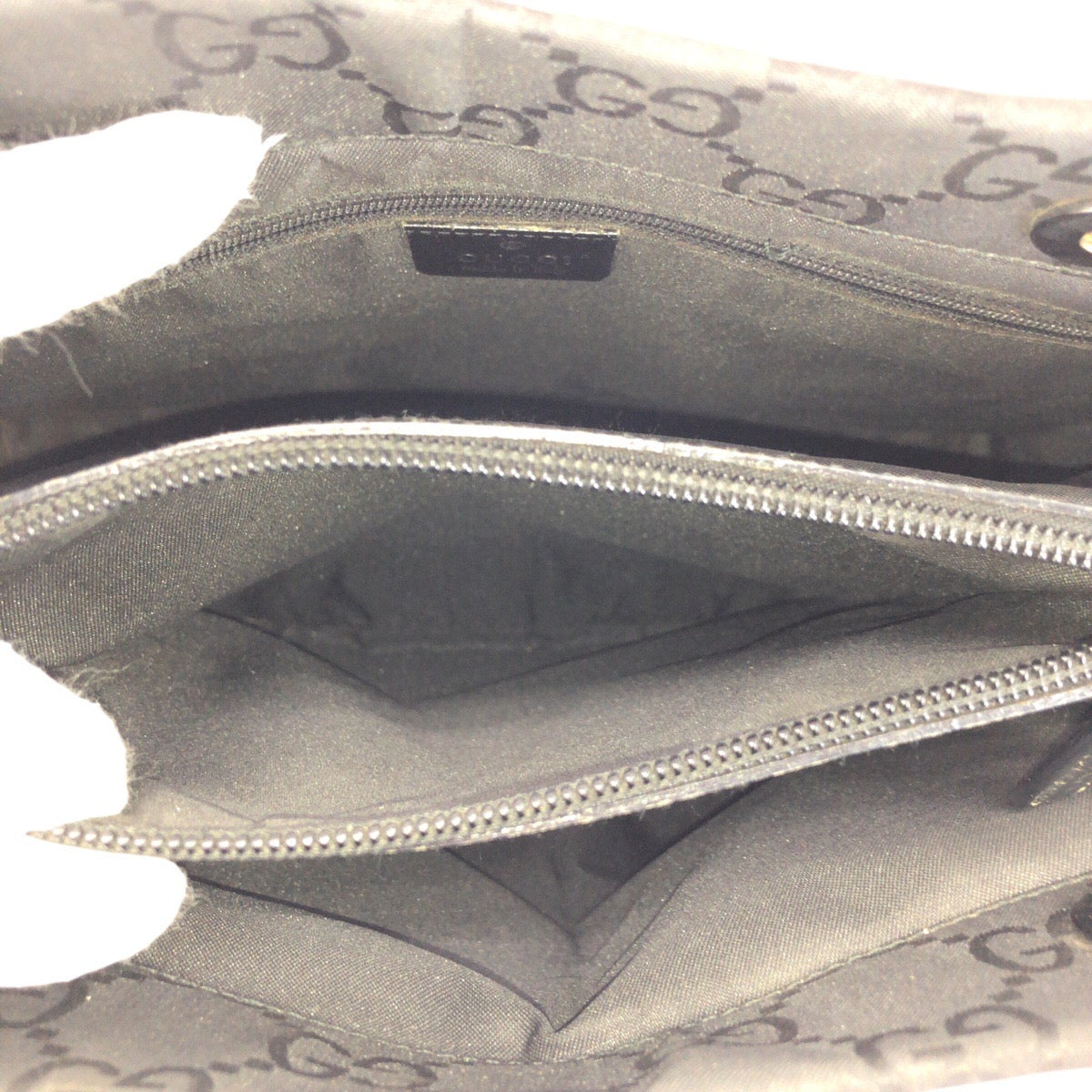 22757
GUCCI グッチ バンブー GG柄 ブラック 黒 シルバー金具 ナイロン 002.1016 トートバッグ ハンドバッグ レディース AB22