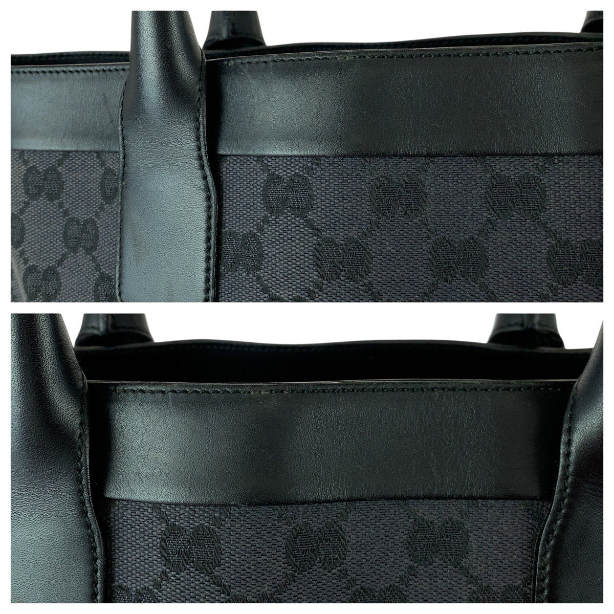 22759
GUCCI グッチ GG柄 ブラック 黒 キャンバス / レザー 002.1121 トートバッグ レディース ABP35