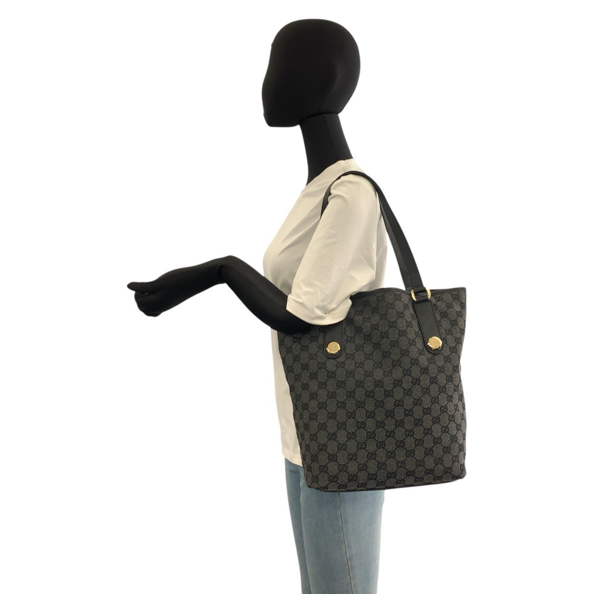 22760
GUCCI グッチ ブラック 黒 ゴールド金具 GGキャンバス / レザー 290888 トートバッグ ショルダーバッグ レディース AB20