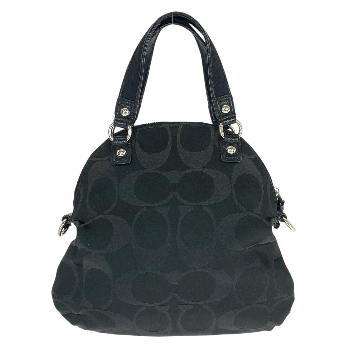 22762
COACH コーチ ポピー シグネチャー ブラック 黒 シルバー金具 キャンバス / パテントレザー F21713 トートバッグ ハンドバッグ レディース AB3