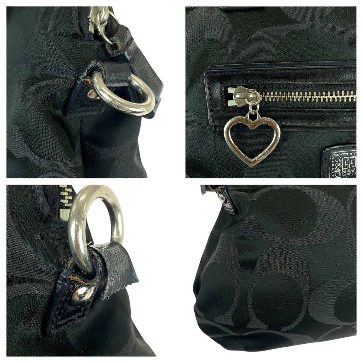 22762
COACH コーチ ポピー シグネチャー ブラック 黒 シルバー金具 キャンバス / パテントレザー F21713 トートバッグ ハンドバッグ レディース AB3