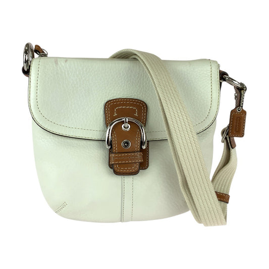 22763
COACH コーチ ホワイト ブラウン シルバー金具 レザー ショルダーバッグ ポシェット レディース ABP8