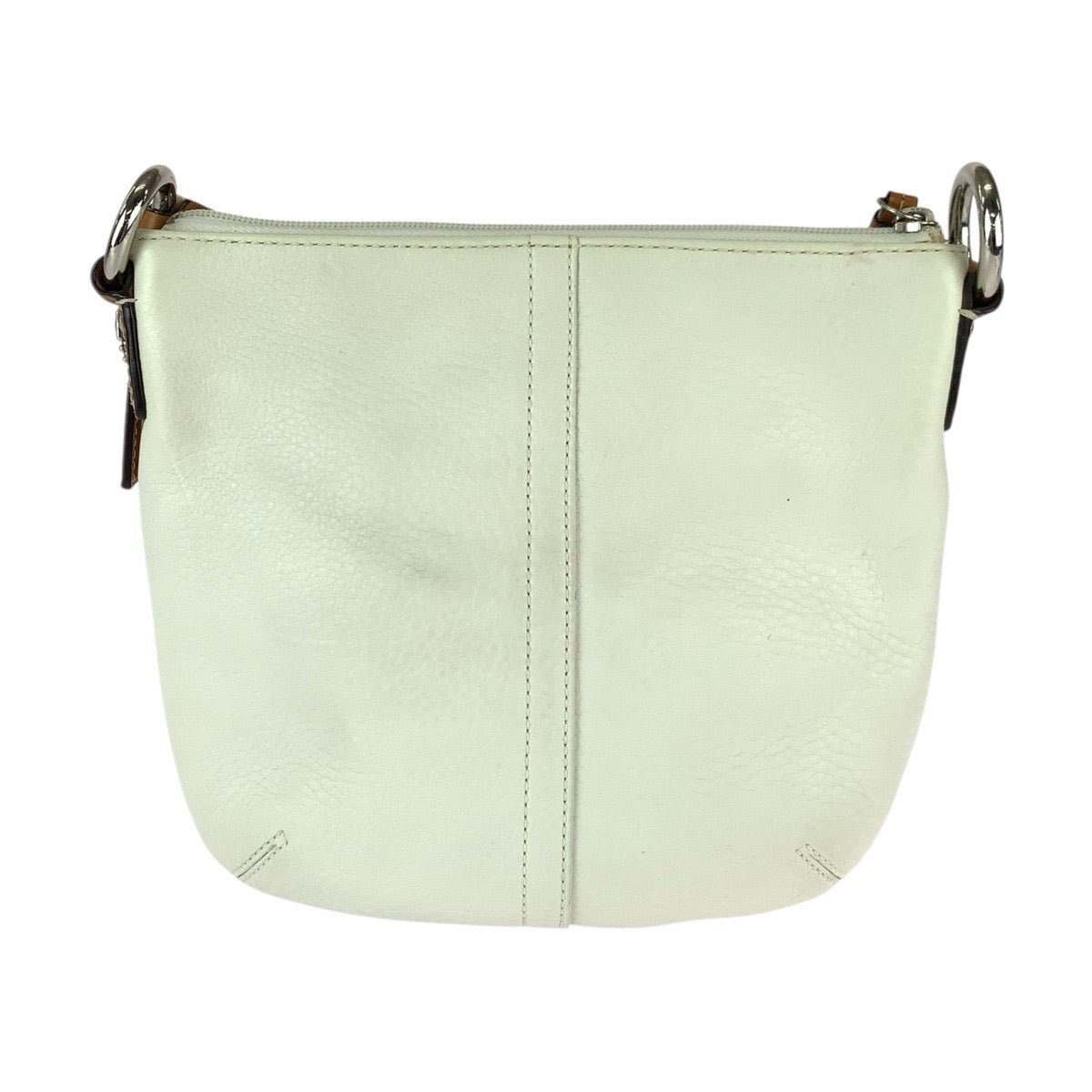 22763
COACH コーチ ホワイト ブラウン シルバー金具 レザー ショルダーバッグ ポシェット レディース ABP8